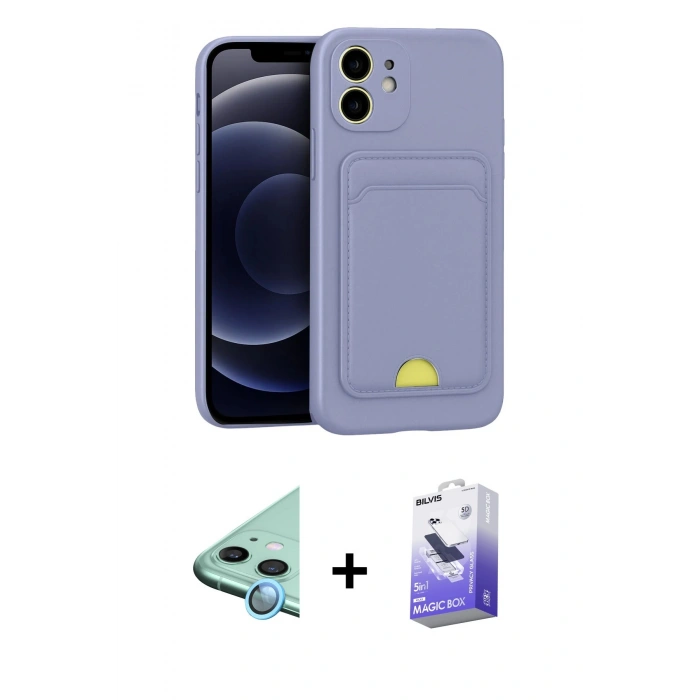 MARSİLYAN™- iPhone 11 Kılıf Vadi Çizgi Prime - Siyah Bilvis 5in1 5D Magic Hayalet Cam Ekran Koruyucu + Raze Metal Kamera Lens - MI