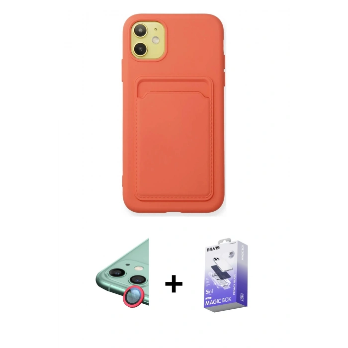 MARSİLYAN™- iPhone 11 Kılıf Vadi Çizgi Prime - Siyah Bilvis 5in1 5D Magic Hayalet Cam Ekran Koruyucu + Raze Metal Kamera Lens - KI