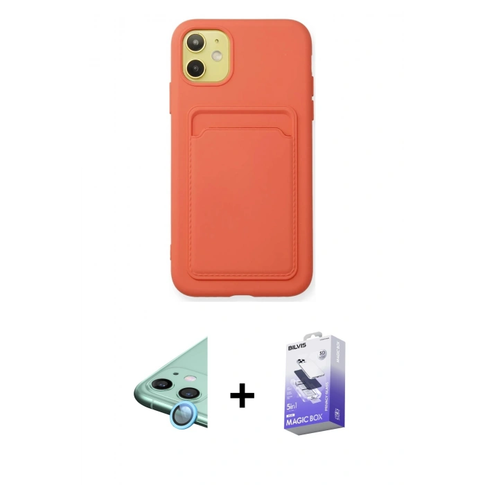 MARSİLYAN™- iPhone 11 Kılıf Vadi Çizgi Prime - Siyah Bilvis 5in1 5D Magic Hayalet Cam Ekran Koruyucu + Raze Metal Kamera Lens - MI