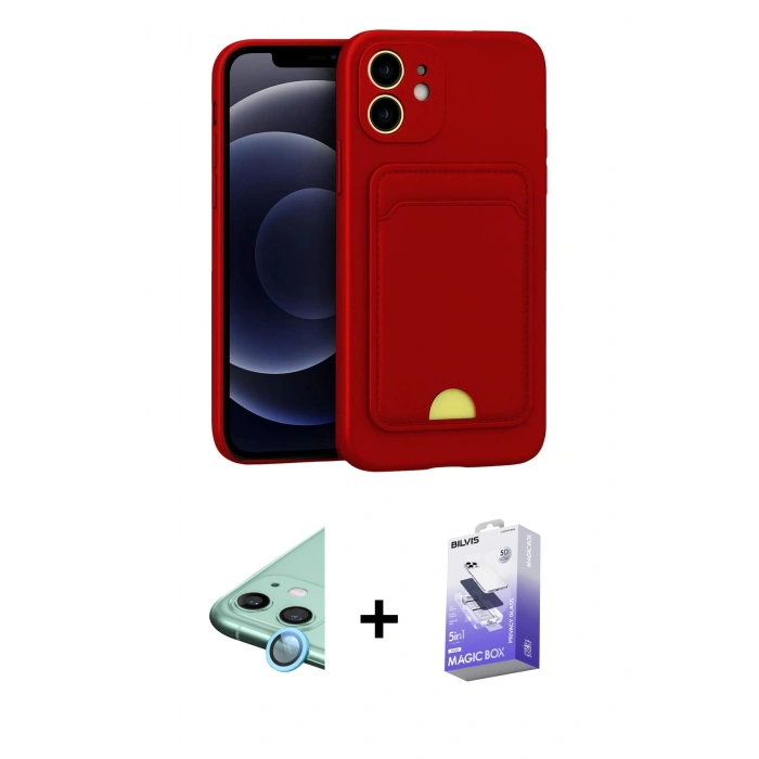 MARSİLYAN™- iPhone 11 Kılıf Vadi Çizgi Prime - Siyah Bilvis 5in1 5D Magic Hayalet Cam Ekran Koruyucu + Raze Metal Kamera Lens - MI