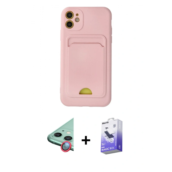 MARSİLYAN™- iPhone 11 Kılıf Vadi Çizgi Prime - Siyah Bilvis 5in1 5D Magic Hayalet Cam Ekran Koruyucu + Raze Metal Kamera Lens - KI
