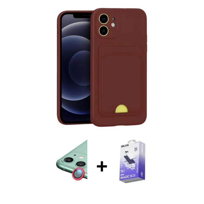 MARSİLYAN™- iPhone 11 Kılıf Vadi Çizgi Prime - Siyah Bilvis 5in1 5D Magic Hayalet Cam Ekran Koruyucu + Raze Metal Kamera Lens - KI