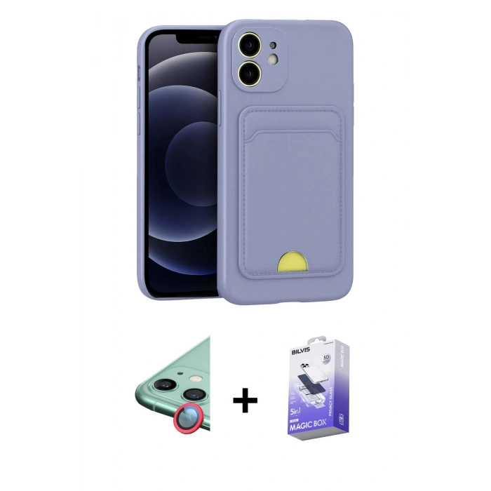 MARSİLYAN™- iPhone 11 Kılıf Vadi Çizgi Prime - Siyah Bilvis 5in1 5D Magic Hayalet Cam Ekran Koruyucu + Raze Metal Kamera Lens - KI