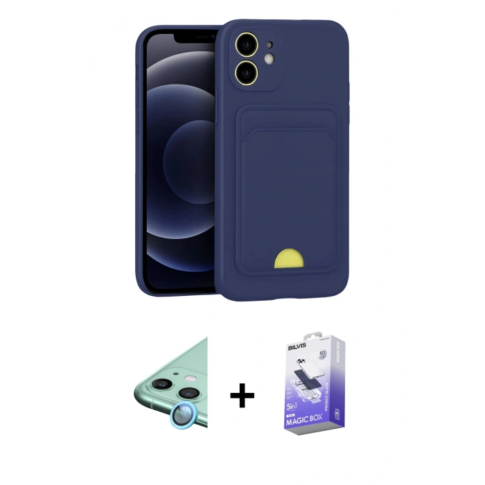 MARSİLYAN™- iPhone 11 Kılıf Vadi Çizgi Prime - Siyah Bilvis 5in1 5D Magic Hayalet Cam Ekran Koruyucu + Raze Metal Kamera Lens - MI