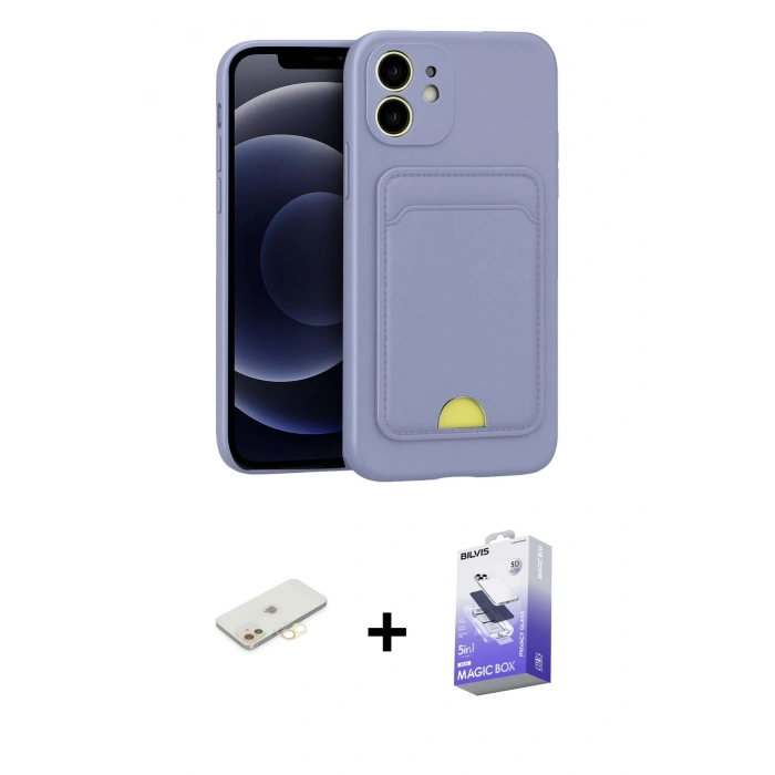 MARSİLYAN™- iPhone 11 Kılıf Vadi Çizgi Prime - Siyah Bilvis 5in1 5D Magic Hayalet Cam Ekran Koruyucu + Renkli Kamera Lens Koruma Cam - SI