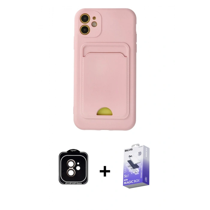 MARSİLYAN™- iPhone 11 Kılıf Vadi Çizgi Prime - Siyah Bilvis 5in1 5D Magic Hayalet Cam Ekran Koruyucu + Turuncu PVD Metal Kamera Lens