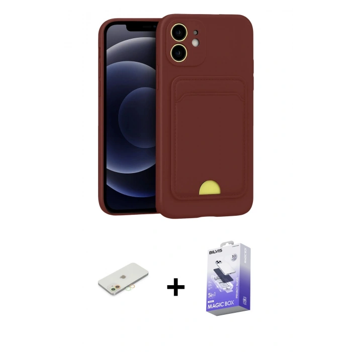 MARSİLYAN™- iPhone 11 Kılıf Vadi Çizgi Prime - Siyah Bilvis 5in1 5D Magic Hayalet Cam Ekran Koruyucu + Renkli Kamera Lens Koruma Cam - TU