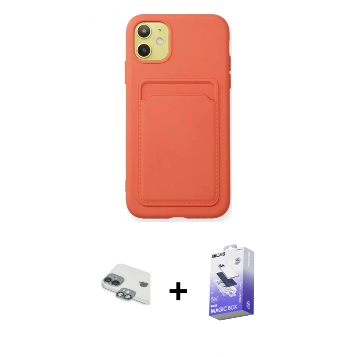 MARSİLYAN™- iPhone 11 Kılıf Vadi Çizgi Prime - Siyah Bilvis 5in1 5D Magic Hayalet Cam Ekran Koruyucu + Pers Alüminyum Kamera Lens - YL