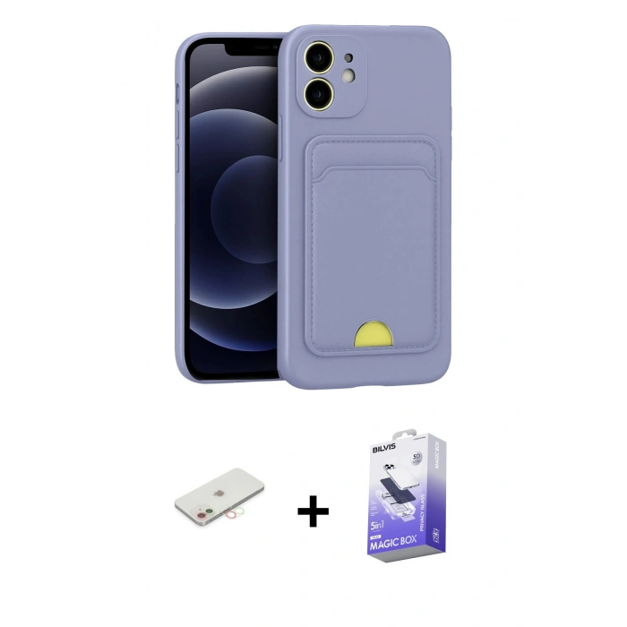 MARSİLYAN™- iPhone 11 Kılıf Vadi Çizgi Prime - Siyah Bilvis 5in1 5D Magic Hayalet Cam Ekran Koruyucu + Renkli Kamera Lens Koruma Cam - YL