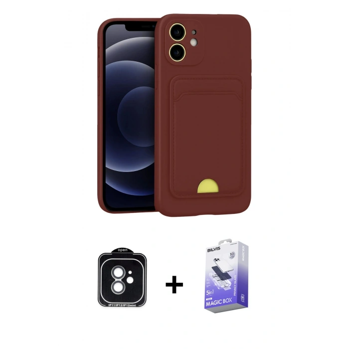 MARSİLYAN™- iPhone 11 Kılıf Vadi Çizgi Prime - Siyah Bilvis 5in1 5D Magic Hayalet Cam Ekran Koruyucu + PVD Metal Kamera Lens - YL