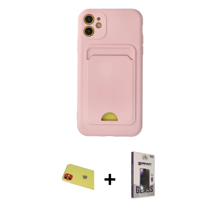 MARSİLYAN™- iPhone 11 Kılıf Vadi Çizgi Prime - Siyah Bilvis Hayalet Cam Ekran Koruyucu + Rainbow Kamera Lens Koruma Cam - KI
