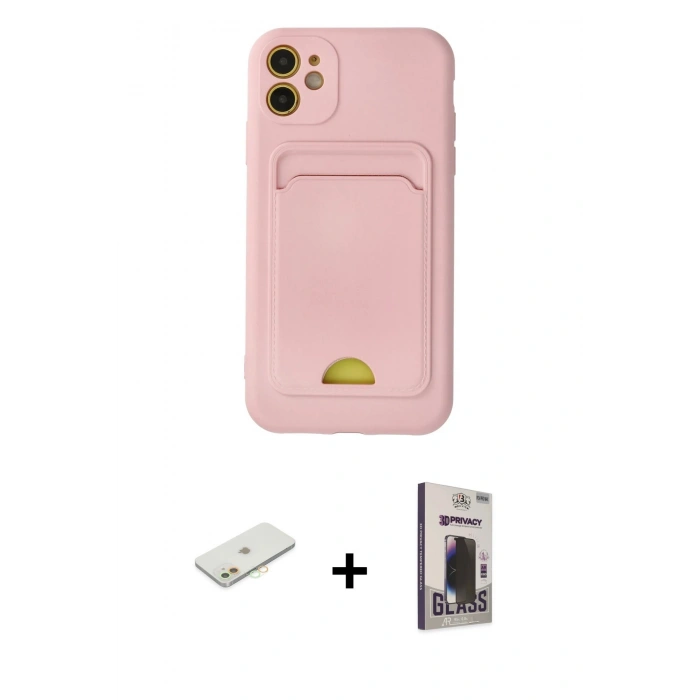 MARSİLYAN™- iPhone 11 Kılıf Vadi Çizgi Prime - Siyah Bilvis Hayalet Cam Ekran Koruyucu + Renkli Kamera Lens Koruma Cam - TU