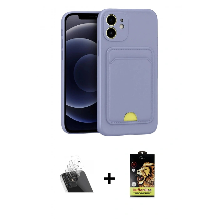 MARSİLYAN™- iPhone 11 Kılıf Vadi Çizgi Prime - Siyah Buffer Cam Ekran Koruyucu + Kamera Lens Koruma Cam - SF