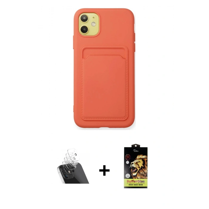 MARSİLYAN™- iPhone 11 Kılıf Vadi Çizgi Prime - Siyah Buffer Cam Ekran Koruyucu + Kamera Lens Koruma Cam - SF