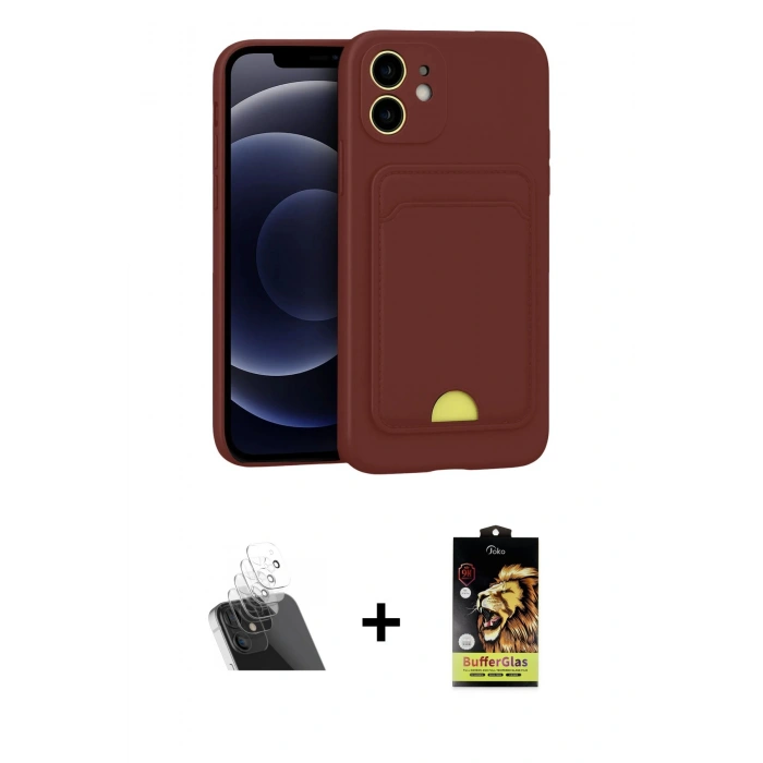 MARSİLYAN™- iPhone 11 Kılıf Vadi Çizgi Prime - Siyah Buffer Cam Ekran Koruyucu + Kamera Lens Koruma Cam - SF