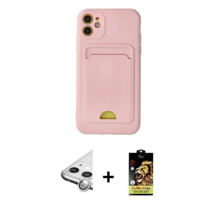 MARSİLYAN™- iPhone 11 Kılıf Vadi Çizgi Prime - Siyah Buffer Cam Ekran Koruyucu + Raze Metal Kamera Lens - GS