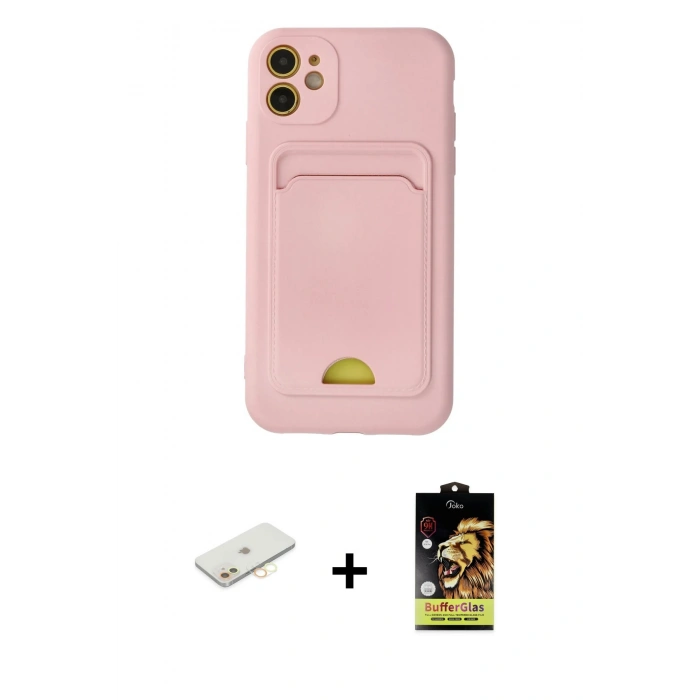 MARSİLYAN™- iPhone 11 Kılıf Vadi Çizgi Prime - Siyah Buffer Cam Ekran Koruyucu + Renkli Kamera Lens Koruma Cam - SI