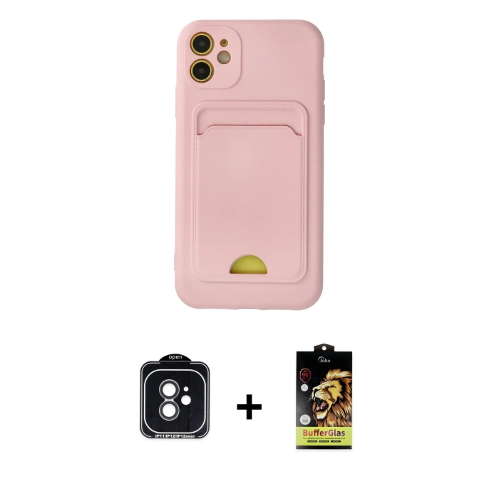 MARSİLYAN™- iPhone 11 Kılıf Vadi Çizgi Prime - Siyah Buffer Cam Ekran Koruyucu + PVD Metal Kamera Lens - SH