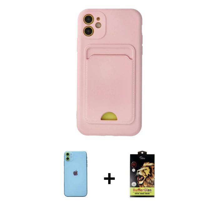 MARSİLYAN™- iPhone 11 Kılıf Vadi Çizgi Prime - Siyah Buffer Cam Ekran Koruyucu + Neon Fosforlu Kamera Lens - YL