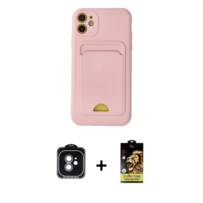 MARSİLYAN™- iPhone 11 Kılıf Vadi Çizgi Prime - Siyah Buffer Cam Ekran Koruyucu + PVD Metal Kamera Lens - YL