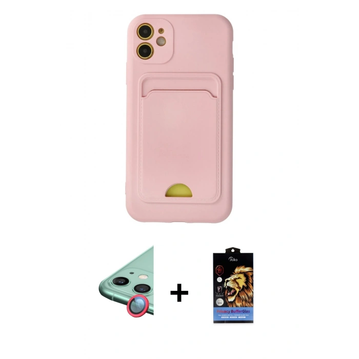 MARSİLYAN™- iPhone 11 Kılıf Vadi Çizgi Prime - Siyah Buffer Hayalet Cam Ekran Koruyucu + Raze Metal Kamera Lens - KI
