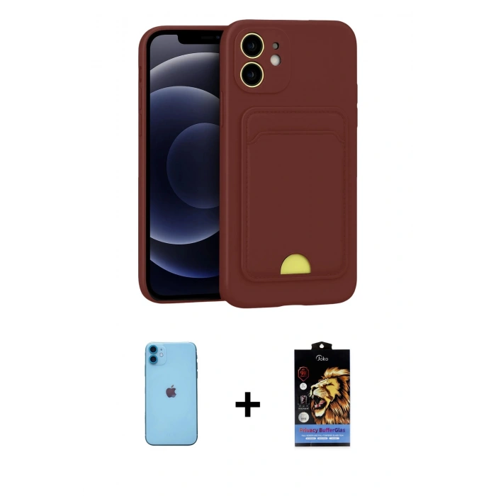 MARSİLYAN™- iPhone 11 Kılıf Vadi Çizgi Prime - Siyah Buffer Hayalet Cam Ekran Koruyucu + Neon Fosforlu Kamera Lens - MI