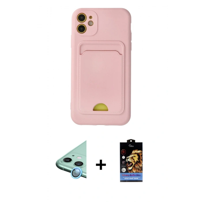MARSİLYAN™- iPhone 11 Kılıf Vadi Çizgi Prime - Siyah Buffer Hayalet Cam Ekran Koruyucu + Raze Metal Kamera Lens - MI