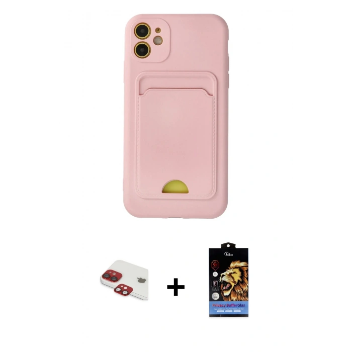 MARSİLYAN™- iPhone 11 Kılıf Vadi Çizgi Prime - Siyah Buffer Hayalet Cam Ekran Koruyucu + Pers Alüminyum Kamera Lens - KI