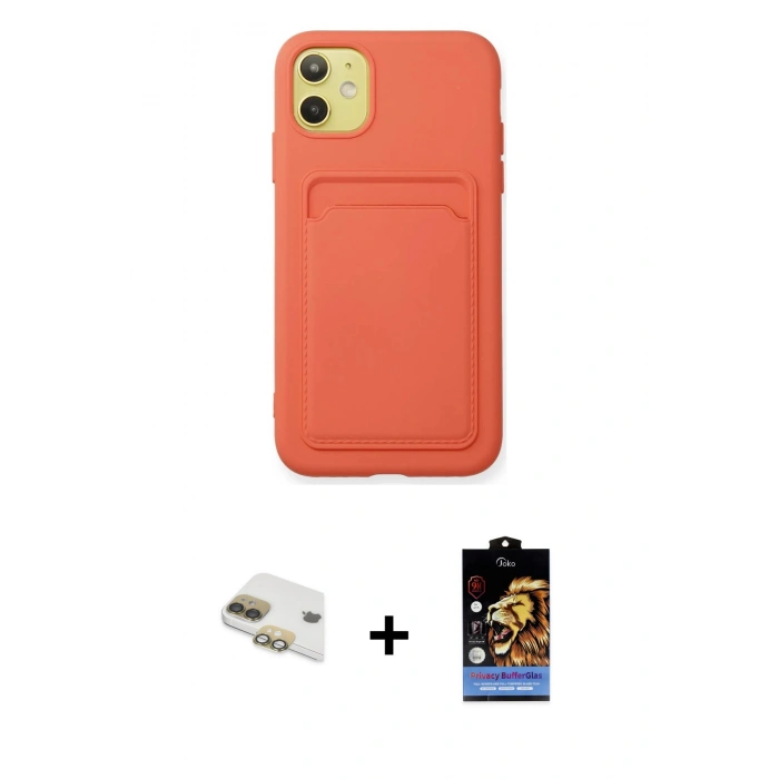 MARSİLYAN™- iPhone 11 Kılıf Vadi Çizgi Prime - Siyah Buffer Hayalet Cam Ekran Koruyucu + Pers Alüminyum Kamera Lens - GD