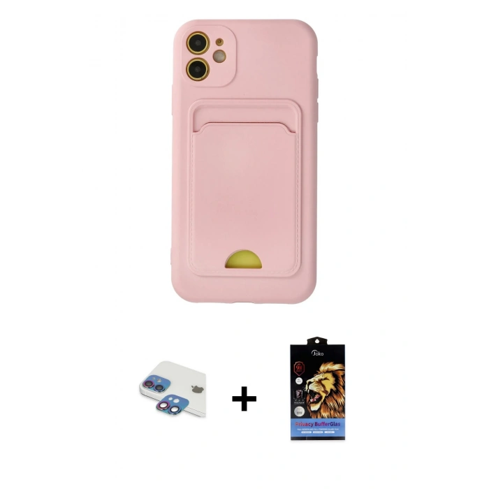 MARSİLYAN™- iPhone 11 Kılıf Vadi Çizgi Prime - Siyah Buffer Hayalet Cam Ekran Koruyucu + Pers Alüminyum Kamera Lens - GI