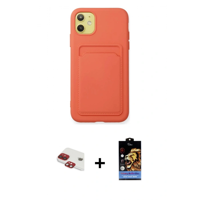 MARSİLYAN™- iPhone 11 Kılıf Vadi Çizgi Prime - Siyah Buffer Hayalet Cam Ekran Koruyucu + Pers Alüminyum Kamera Lens - KI