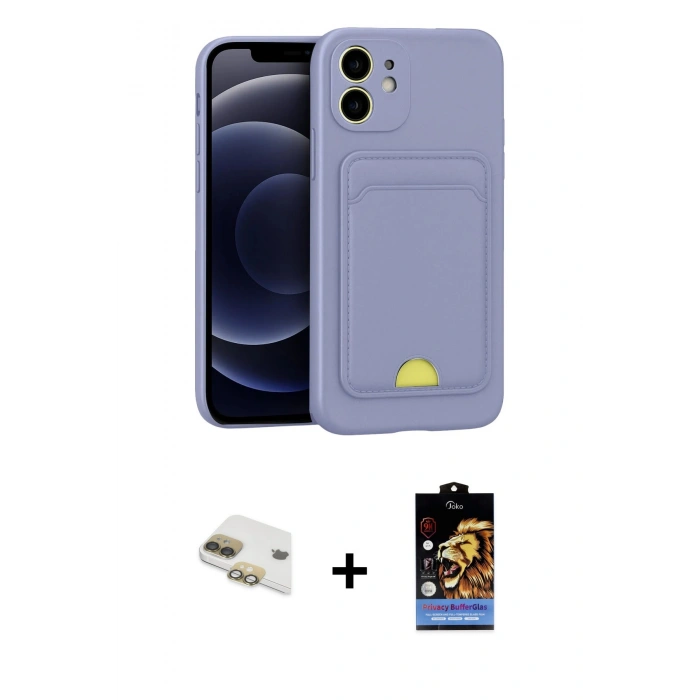 MARSİLYAN™- iPhone 11 Kılıf Vadi Çizgi Prime - Siyah Buffer Hayalet Cam Ekran Koruyucu + Pers Alüminyum Kamera Lens - GD