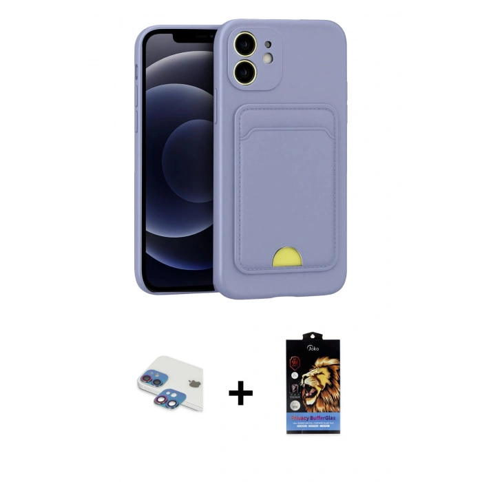MARSİLYAN™- iPhone 11 Kılıf Vadi Çizgi Prime - Siyah Buffer Hayalet Cam Ekran Koruyucu + Pers Alüminyum Kamera Lens - GI