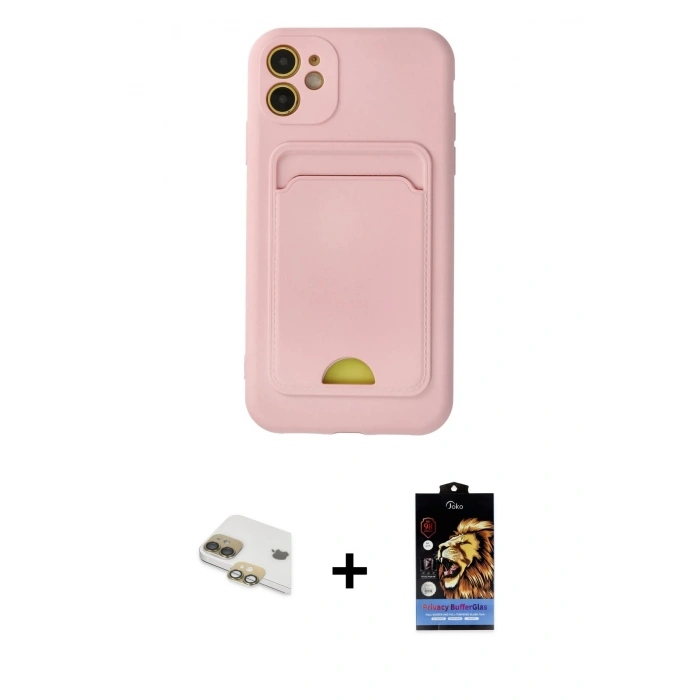 MARSİLYAN™- iPhone 11 Kılıf Vadi Çizgi Prime - Siyah Buffer Hayalet Cam Ekran Koruyucu + Pers Alüminyum Kamera Lens - GD
