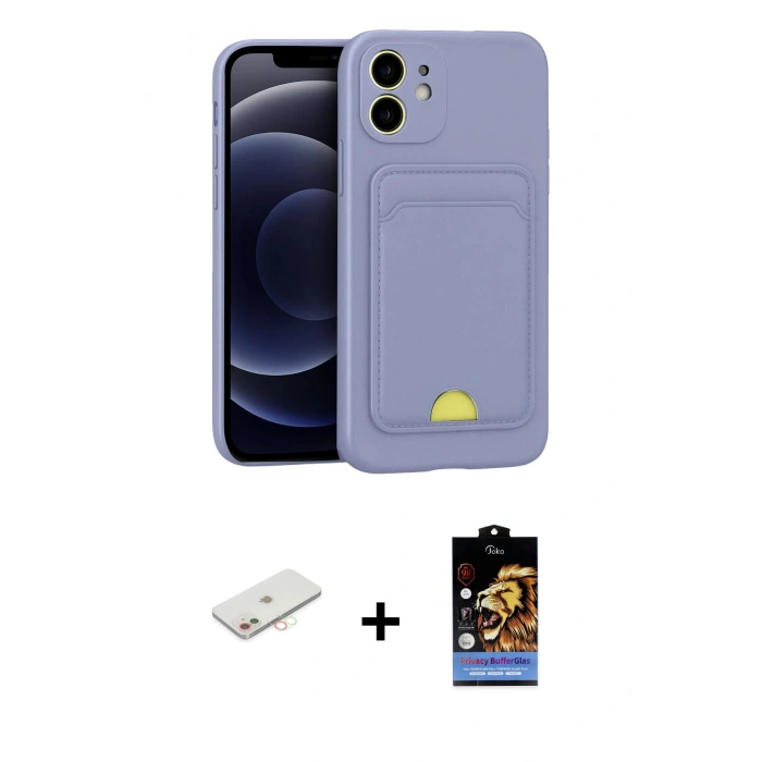MARSİLYAN™- iPhone 11 Kılıf Vadi Çizgi Prime - Siyah Buffer Hayalet Cam Ekran Koruyucu + Renkli Kamera Lens Koruma Cam - YL