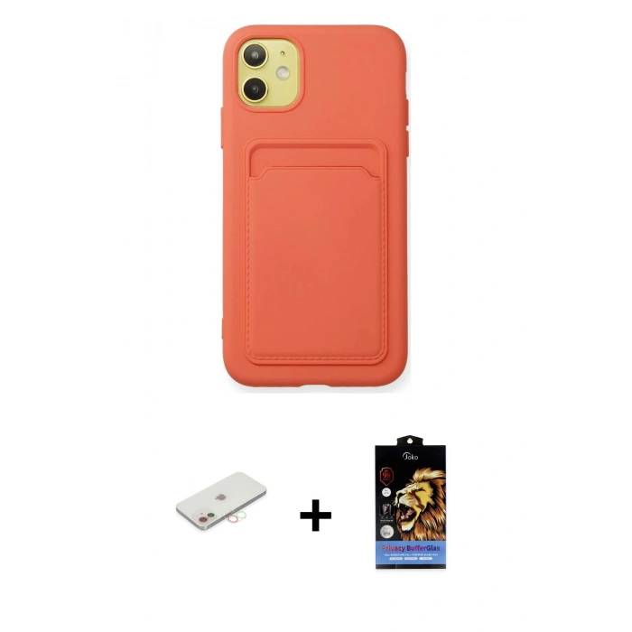 MARSİLYAN™- iPhone 11 Kılıf Vadi Çizgi Prime - Siyah Buffer Hayalet Cam Ekran Koruyucu + Renkli Kamera Lens Koruma Cam - YL