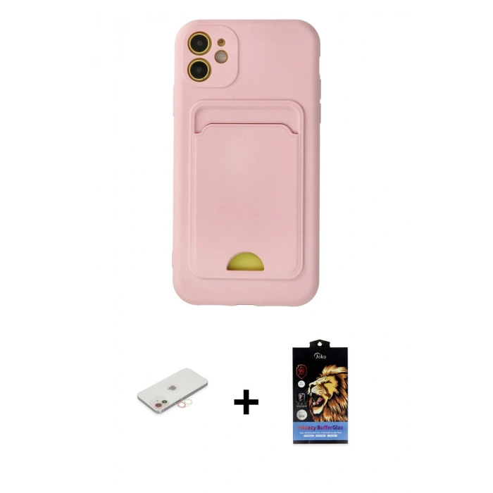 MARSİLYAN™- iPhone 11 Kılıf Vadi Çizgi Prime - Siyah Buffer Hayalet Cam Ekran Koruyucu + Renkli Kamera Lens Koruma Cam - YL