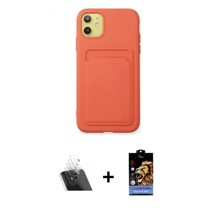 MARSİLYAN™- iPhone 11 Kılıf Vadi Çizgi Prime - Siyah Buffer Hayalet Cam Ekran Koruyucu + Şeffaf Kamera Lens Koruma Cam