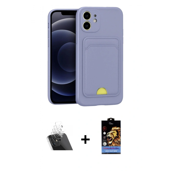 MARSİLYAN™- iPhone 11 Kılıf Vadi Çizgi Prime - Siyah Buffer Hayalet Cam Ekran Koruyucu + Şeffaf Kamera Lens Koruma Cam