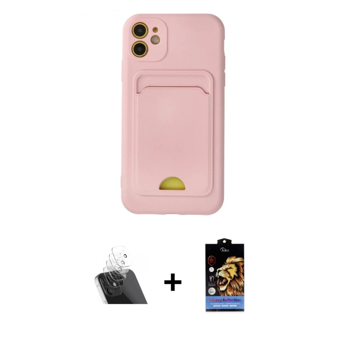 MARSİLYAN™- iPhone 11 Kılıf Vadi Çizgi Prime - Siyah Buffer Hayalet Cam Ekran Koruyucu + Şeffaf Kamera Lens Koruma Cam