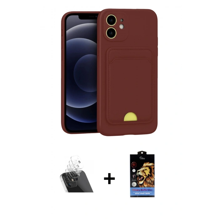 MARSİLYAN™- iPhone 11 Kılıf Vadi Çizgi Prime - Siyah Buffer Hayalet Cam Ekran Koruyucu + Şeffaf Kamera Lens Koruma Cam