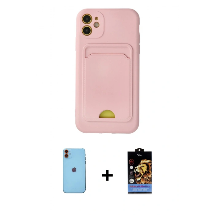 MARSİLYAN™- iPhone 11 Kılıf Vadi Çizgi Prime - Siyah Buffer Hayalet Cam Ekran Koruyucu + Neon Fosforlu Kamera Lens - TU