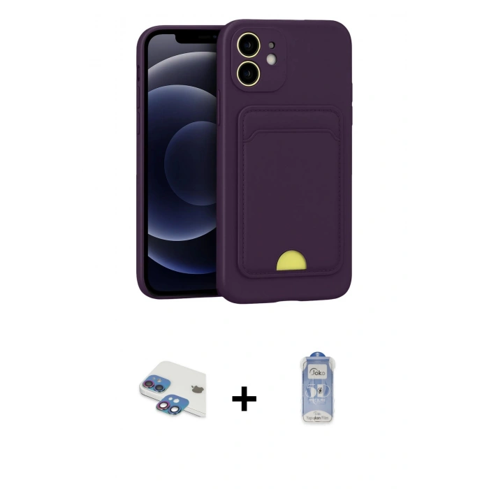 MARSİLYAN™- iPhone 11 Kılıf Vadi Çizgi Prime - Siyah Joko Magic 5D Cam + Pers Alüminyum Kamera Lens - GI