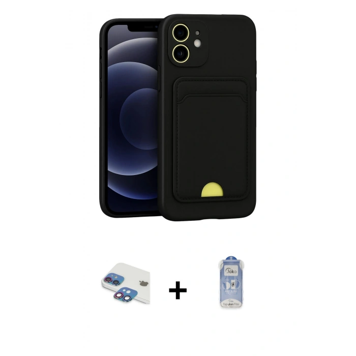 MARSİLYAN™- iPhone 11 Kılıf Vadi Çizgi Prime - Siyah Joko Magic 5D Cam + Pers Alüminyum Kamera Lens - GI