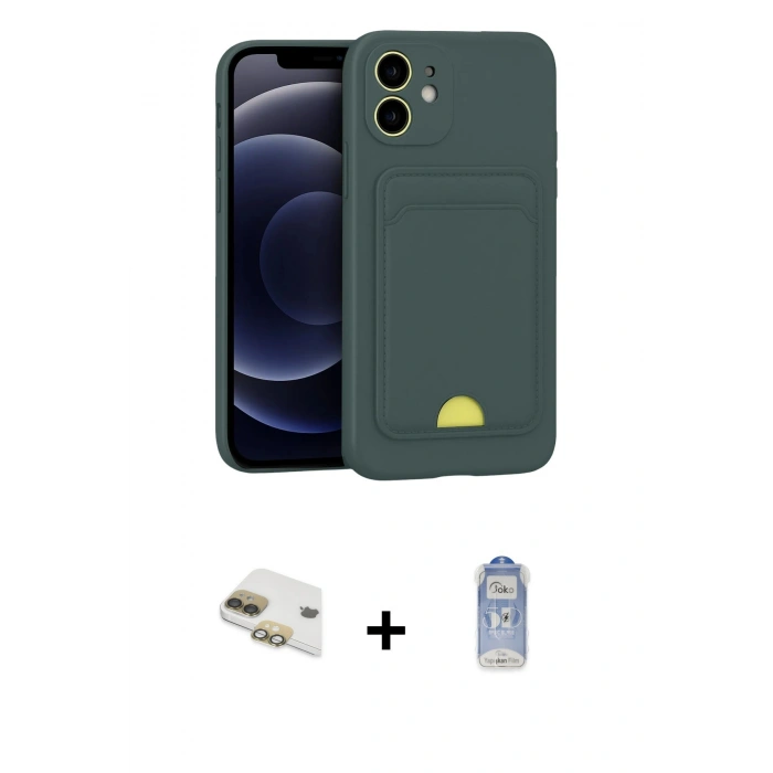MARSİLYAN™- iPhone 11 Kılıf Vadi Çizgi Prime - Siyah Joko Magic 5D Cam + Pers Alüminyum Kamera Lens - GD