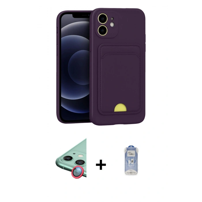 MARSİLYAN™- iPhone 11 Kılıf Vadi Çizgi Prime - Siyah Joko Magic 5D Cam + Raze Metal Kamera Lens - KI