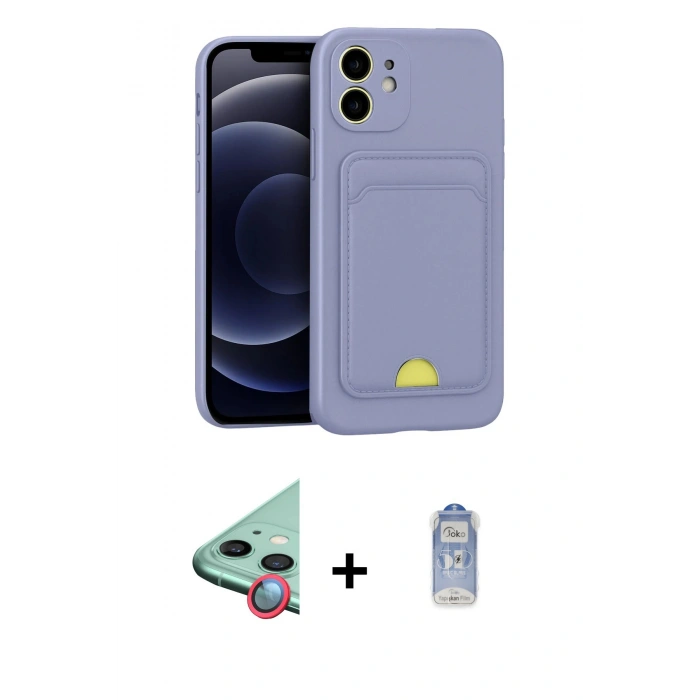 MARSİLYAN™- iPhone 11 Kılıf Vadi Çizgi Prime - Siyah Joko Magic 5D Cam + Raze Metal Kamera Lens - KI