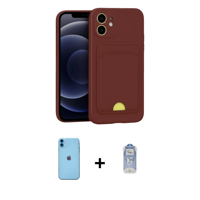 MARSİLYAN™- iPhone 11 Kılıf Vadi Çizgi Prime - Siyah Joko Magic 5D Cam + Neon Fosforlu Kamera Lens - MI