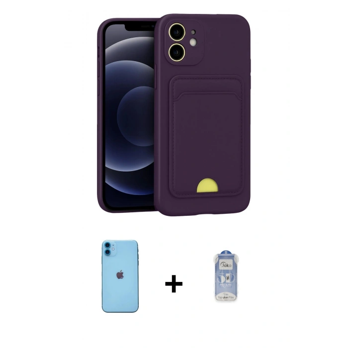 MARSİLYAN™- iPhone 11 Kılıf Vadi Çizgi Prime - Siyah Joko Magic 5D Cam + Neon Fosforlu Kamera Lens - MI