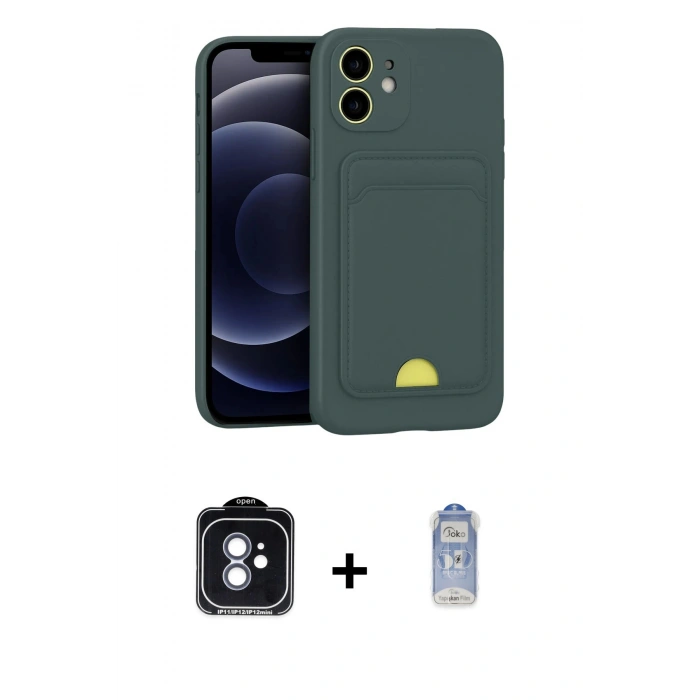 MARSİLYAN™- iPhone 11 Kılıf Vadi Çizgi Prime - Siyah Joko Magic 5D Cam + PVD Metal Kamera Lens - MI
